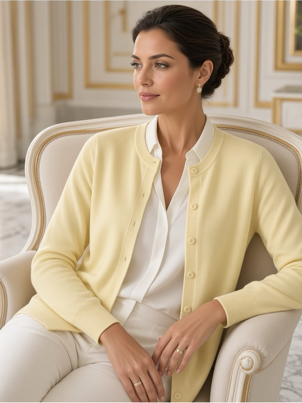 💛 CASLON Classic Crewneck Cardigan | Yellow Pastel | XS | NWT 🏷️